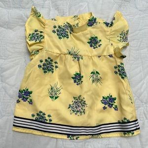 Janie & Jack yellow and purple floral top with navy & white stripe